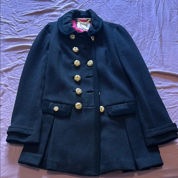 Juicy Couture Black Coat with Gold Buttons - Picture 1 of 6